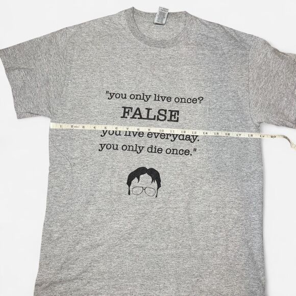 Grey Dwight Schrute "You Only Live Once" T-Shirt from The Office - Picture 4 of 6